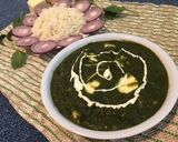 A picture of step 9 of Dhaba Style Palak Paneer (spinach with Indian cottage cheese).