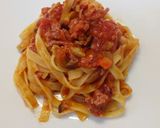 A picture of step 3 of Tagliatelle with mushroom and salame ragù.