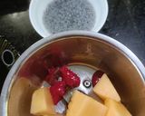 A picture of step 2 of Rose melon Shake with coconut and sabja.