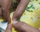 A picture of step 8 of Gujarati Khandvi.