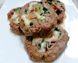 A picture of step 4 of Meat Pinwheels with Ham, Cheese, and Spinach.