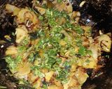 A picture of step 4 of Aloo Bhujiya.
