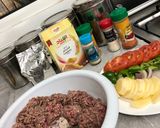 A picture of step 1 of Turkish Baked Kofta.