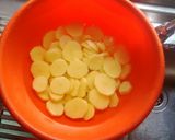 A picture of step 1 of Irish potato chips with egg & plantain.