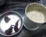 A picture of step 2 of Thor bhaja (banana stem sabzi).