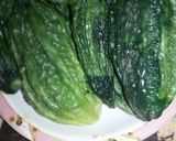 A picture of step 1 of Qeema bhare karelay.