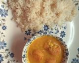 A picture of step 9 of Urad kadhi with rice.