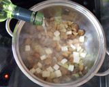 A picture of step 2 of Chestnut soup with cranberry topping.