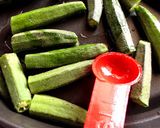 A picture of step 2 of Microwave Kukurit Bhendi - Crunchy Okra in Microwave Step By Step Recipe.