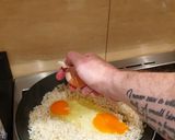 A picture of step 3 of Egg fried rice... and some chicken.