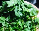 A picture of step 1 of Palak mint green juice.