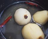A picture of step 2 of POACHED PEAR and GINGER BREAD.