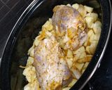 A picture of step 2 of Pork Shank in the Roaster!.