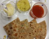 A picture of step 7 of Paneer onion paratha.
