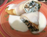 Foto del paso 5 de la receta: Panqueques rellenos con pollo y espinaca