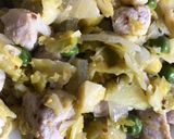 A picture of step 4 of Pork and Greens.