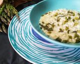 A picture of step 4 of Risotto with Asparagus and Gorgonzola.