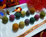 A picture of step 11 of Colourful Rava Ladoos.