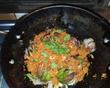 A picture of step 4 of Bharwa Masala baingan.