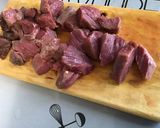 A picture of step 2 of Beef with Peanuts, Peppers, and Ginger.