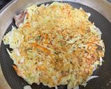 A picture of step 3 of Okonomiyaki with Sauce.