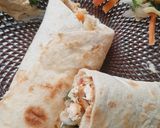 A picture of step 3 of Arabic shuwarma wrap.