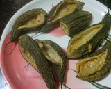 A picture of step 1 of Stuffed Karela Masala.