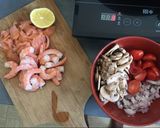 Une image de l'étape 1 de Penne Crevettes Saumon.