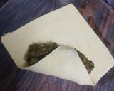 A picture of step 5 of Makki saag spring roll.