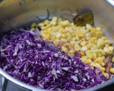 A picture of step 2 of Red cabbage and Sweet corn Pulav: One pot meal.