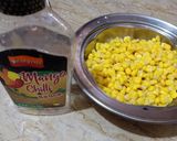 A picture of step 4 of Mango Sauce sweet corn 😋😋 spaghetti 😋😋😋.