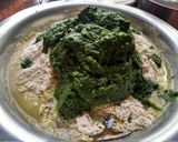 A picture of step 2 of Palak masala puri.