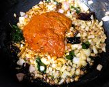 A picture of step 4 of Gongura Prawns (Andhra style Prawns Curry cooked with tangy Sorrel Leaves).