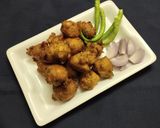 A picture of step 4 of #corn capsicum pakoda.