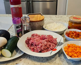 Foto del paso 1 de la receta: Salteado de carne picada, calabacín, champiñones y berenjena