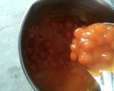 A picture of step 8 of Mango Boba Drink (with homemade mango bubbles).