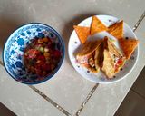 A picture of step 7 of MexicanTortilla wrap with Salsa.