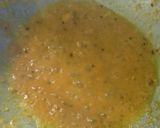 A picture of step 3 of Bengali shorshe dharosh/bhindi masala with mustard seeds paste.