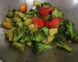 A picture of step 4 of Broccoli Potato Matar ki Sabji.