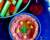 A picture of step 2 of Beetroot Hummus.