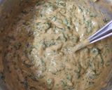 A picture of step 1 of Dakor's famous gota (Fenugreek leaves gota).