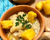 A picture of step 7 of Baccalà alla Vicentina with Fried Polenta.