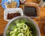 A picture of step 1 of Spicy Green Mango Salad.
