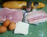 Foto del paso 1 de la receta: Pan con beicon queso y jamón york