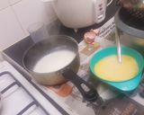 A picture of step 4 of Egg pudding (burnt suger!?).