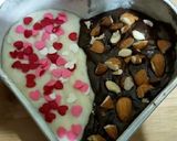 A picture of step 8 of Valentine's special Vanilla-Chocolate Duo Cake (eggless) #heart.