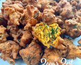 A picture of step 3 of Amaranth Greens and Onion Fritters.