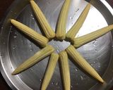 A picture of step 1 of Chilli Baby Corn.