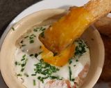 A picture of step 6 of Microwave Egg Cocotte with Bacon and Chives.