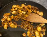 A picture of step 2 of Indian spiced Halloumi and cauliflower rice.